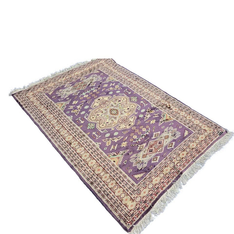 Al Ahmedani Linen Lilac Purple Kafkazi Rectangle Area Rug Wonderful Design Wool Silk Hand Knotted Home Decor Indoor Carpet (5.9 x 4.2)'