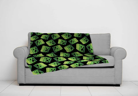Black Minecraft Creeper Kids Plush Throw Blanket Soft & Comfy Fluffy 46x60 Inche