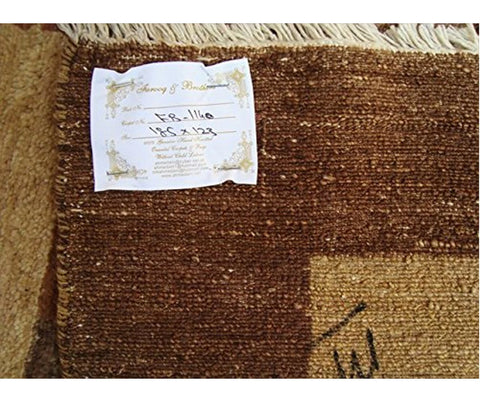 AHMEDANI Modern Afghan Gabbeh Mahal Vegetable Dyed Wool Carpet Hand Knotted Area Rug (6 x 4)'