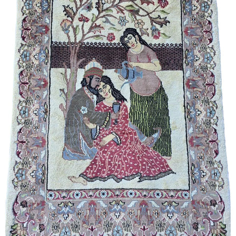 Al Ahmedani Linen Umre Khayam Rectangle Area Rug Wonderful Design Wool Silk Hand Knotted Home Decor Indoor Carpet (5.7 x 3.2)'