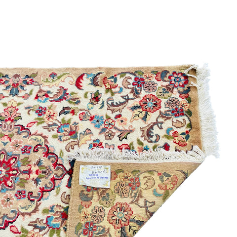 Al Ahmedani Linen Floral Medallion Wonderful Design Rectangle Hand Knotted Area Rug Home Decor Wool Silk Indoor Carpet (4.2 x 2.7)'