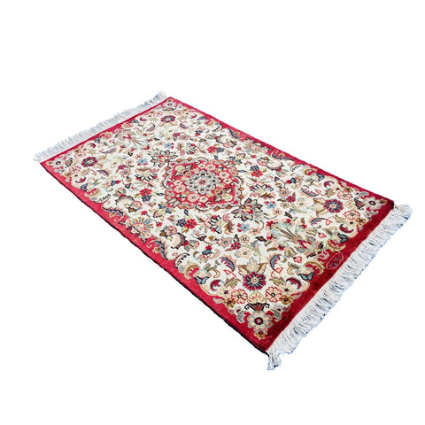 Al Ahmedani Linen Floral Medallion Rectangle Hand Knotted Wonderful Design Area Rug Home Decor Wool Silk Indoor Carpet (4.1 x 2.6)'