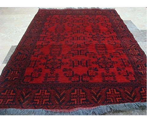 Exclusive Afghan Khal Muhamadi Designed Rectangle Area Rug Hand Knotted Wool Carpet (6.1 x 4.3)'