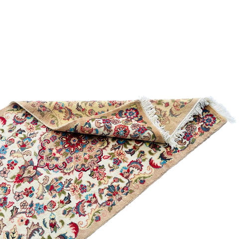 Al Ahmedani Linen Floral Medallion Wonderful Design Rectangle Hand Knotted Area Rug Home Decor Wool Silk Indoor Carpet (4.2 x 2.7)'