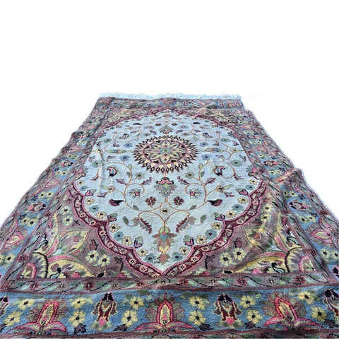 Al Ahmedani Linen Floral Medallion Rectangle Area Rug Wonderful Design Wool Silk Hand Knotted Home Decor Indoor Carpet (7.8 x 4.8)'