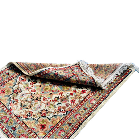 Al Ahmedani Linen Floral Medallion Rectangle Hand Knotted Wonderful Design Area Rug Home Decor Wool Silk Indoor Carpet (2.8 x 2.0)'