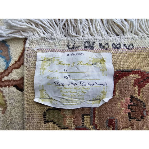 Al Ahmedani Linen Umre Khayam Rectangle Area Rug Wonderful Design Wool Silk Hand Knotted Home Decor Indoor Carpet (5.6 x 3)'