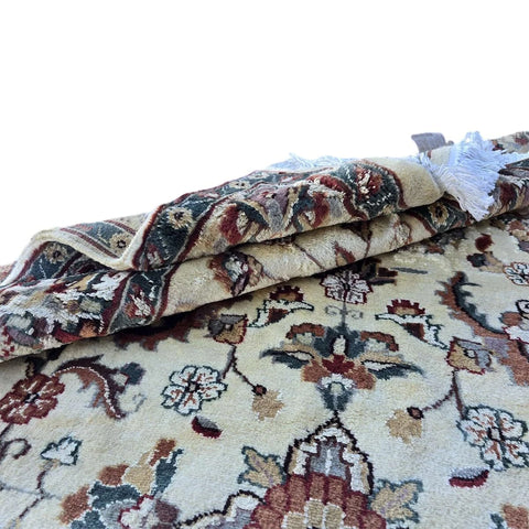 Al Ahmedani Linen Cream Floral Medallion Rectangle Area Rug Wonderful Design Wool Silk Hand Knotted Home Decor Indoor Carpet (6.3 x 3.11)'