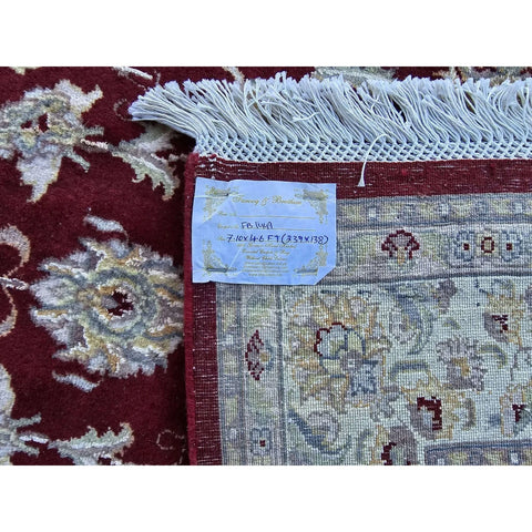 Al Ahmedani Linen Red Floral Double Knot Wool Rectangle Area Rug Wonderful Design Hand Knotted Home Decor Indoor Carpet (7.10 x 4.6)'