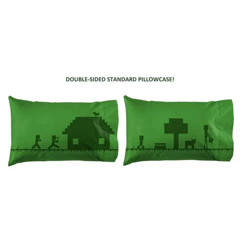 Minecraft Icon Adventure 4-Piece Full Sheet Set for Kids - Flat Sheet, Fitted Sheet and 2 Pillowcases