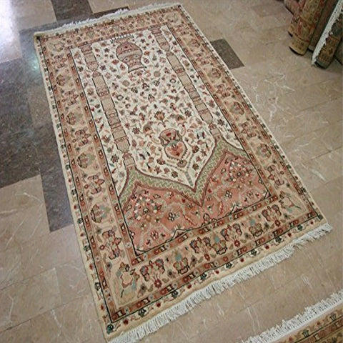 Exclusive Mehrab Floral Vaas Love Hand Knotted Area Rug Wool Silk Carpet (6 x 4)'