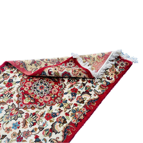 Al Ahmedani Linen Floral Medallion Rectangle Hand Knotted Wonderful Design Home Decor Area Rug Wool Silk Indoor Carpet (4.1 x 2.6)'