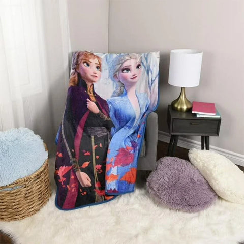 Disney Frozen II Anna Elsa Micro Plush Throw Super Soft Plush Blanket for Kids