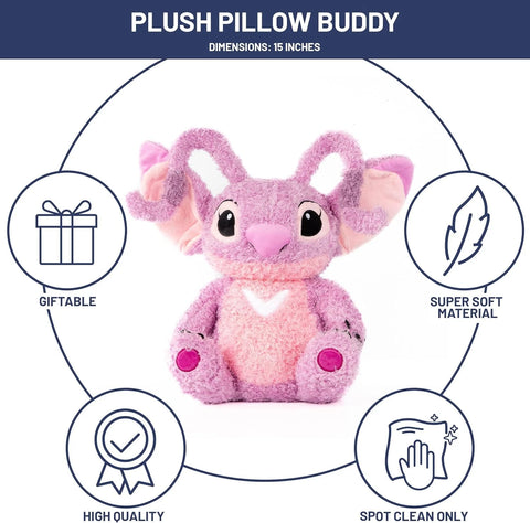 Disney Plush Pillow Buddy Soft Plushie Stuffed Pillow 15" Pink Angel for Kids