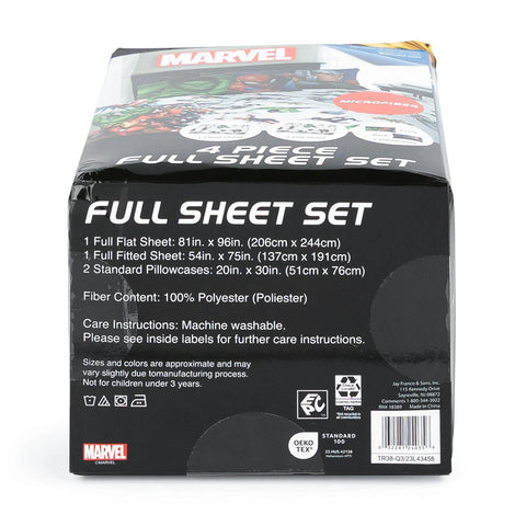 Marvel Avengers 4 Pcs Full Sheet Set for Kids- Flat & Fitted Sheet, 2 Pillowcase