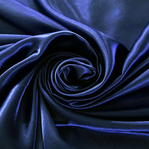 Ahmedani Linens Sexy Satin Sheet 6 Pcs Queen Bedding Set 1 Duvet Cover + 1 Fitted Sheet + 4 Pillow Cases Navy Queen