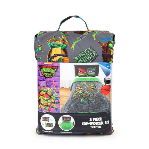 Teenage Mutant Ninja Turtles 2 Pcs Twin/Full Bedding Set for Kids - Reversible Comforter and Pillowcase