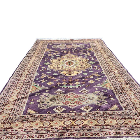 Al Ahmedani Linen Lilac Purple Kafkazi Rectangle Area Rug Wonderful Design Wool Silk Hand Knotted Home Decor Indoor Carpet (5.9 x 4.2)'