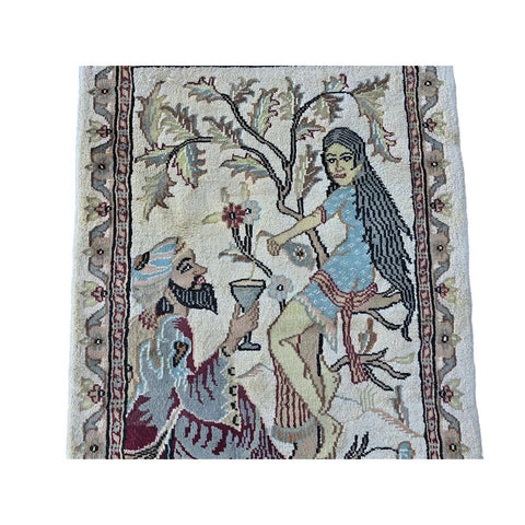 Al Ahmedani Linen Umre Khayam Wall Pictorial Rectangle Area Rug Hand Knotted Wonderful Design Wool Silk Home Decor Indoor Carpet (3.0 x 2.1)'