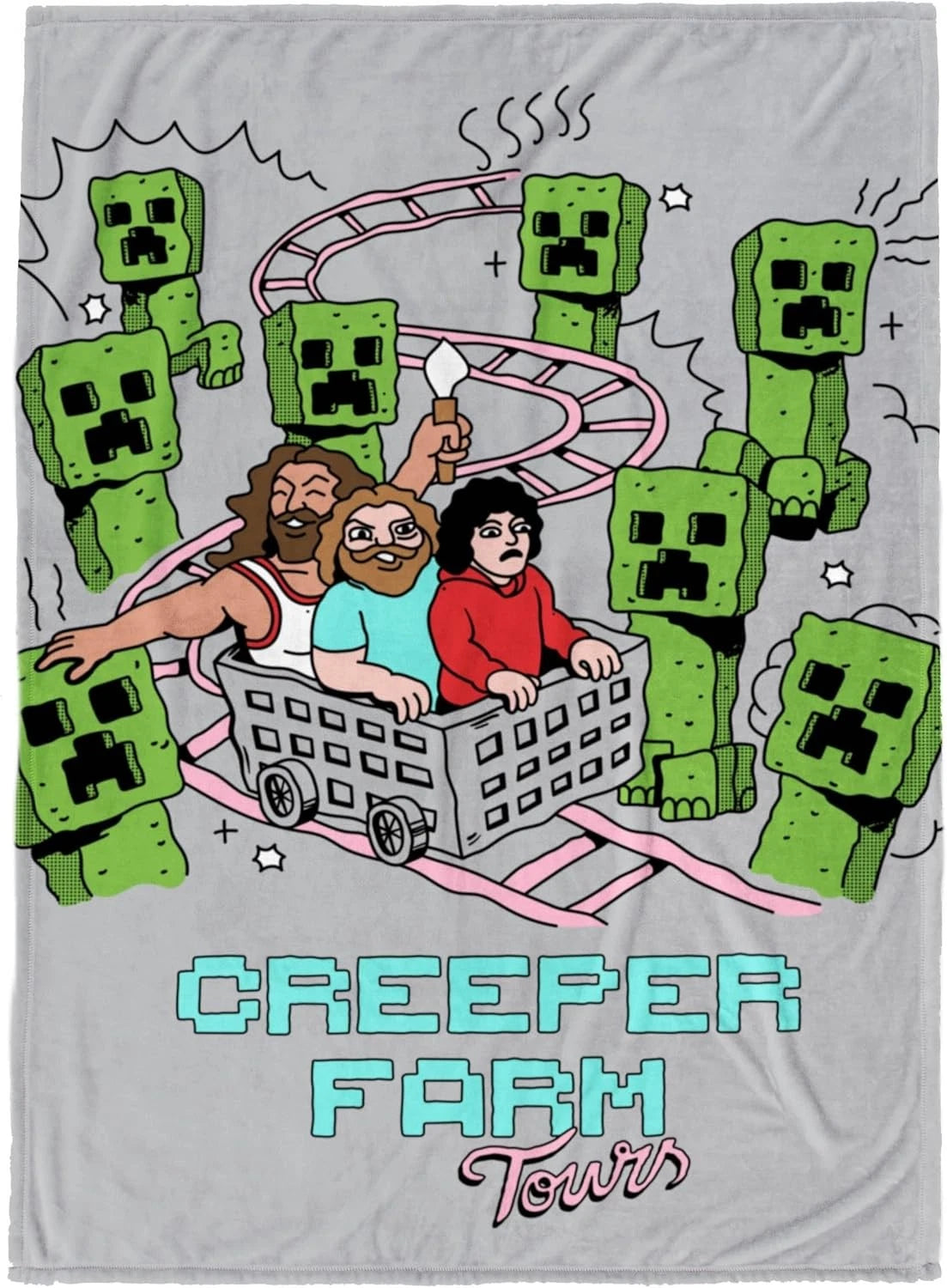 Minecraft Creeper Kids Plush Throw Blanket Soft & Comfy Fluffy 50x70 Inches