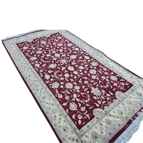 Al Ahmedani Linen Red Floral Double Knot Wool Rectangle Area Rug Wonderful Design Hand Knotted Home Decor Indoor Carpet (7.10 x 4.6)'