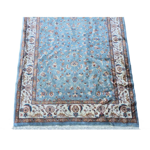 Al Ahmedani Linen Floral Medallion Rectangle Area Rug Wonderful Design Wool Silk Hand Knotted Home Decor Indoor Carpet (6.2 x 4.1)'