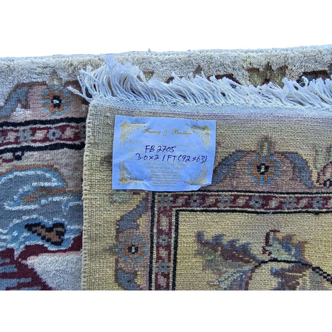 Al Ahmedani Linen Umre Khayam Wall Pictorial Rectangle Area Rug Hand Knotted Wonderful Design Wool Silk Home Decor Indoor Carpet (3.0 x 2.1)'