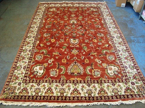 Exclusive Fire Flies Designed Copper Ivory Rectangle Area Rug Wool Silk Hand Knotted Carpet (9 X 6)'