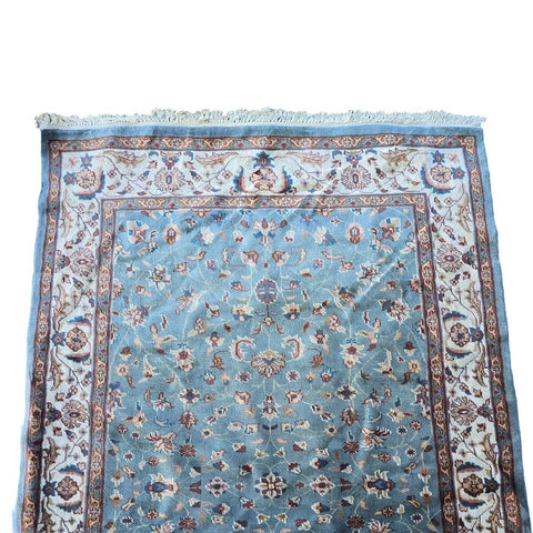 Al Ahmedani Linen Floral Medallion Rectangle Area Rug Wonderful Design Wool Silk Hand Knotted Home Decor Indoor Carpet (6.2 x 4.1)'