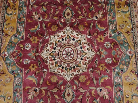 Love Medallion Floral Oriental Area Rug Hand Knotted Wool Silk Carpet (9 x 6)'