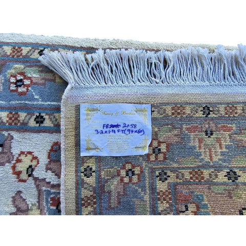 Al Ahmedani Linen Floral Medallion Rectangle Area Rug Wonderful Design Wool Silk Hand Knotted Home Decor Indoor Carpet (3.2 x 1.11)'