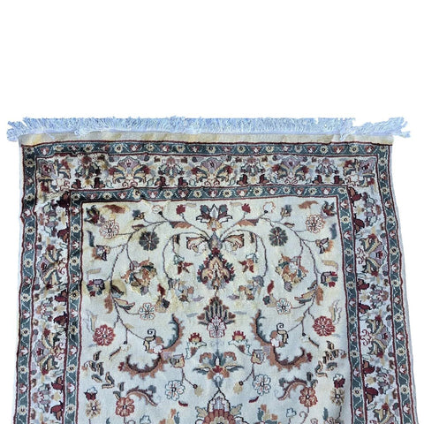 Al Ahmedani Linen Cream Floral Medallion Rectangle Area Rug Wonderful Design Wool Silk Hand Knotted Home Decor Indoor Carpet (6.3 x 3.11)'