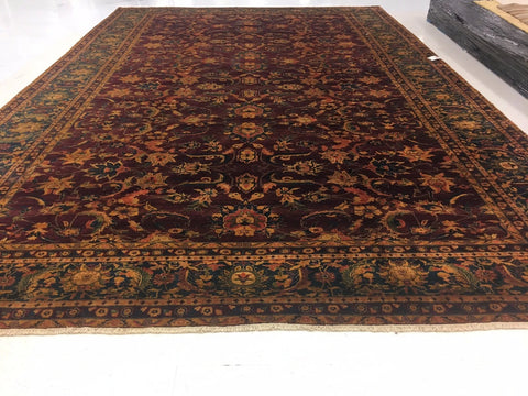 Ahmedani Linen Excellent Designed Bijare Rectangle Area Rugs Hand Knotted Oriental Hand Spun Ghazni Wool Carpet (12 x 18)'