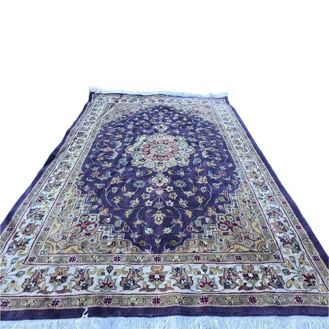 Al Ahmedani Linen Lilac Purple Floral Medallion Rectangle Area Rug Wonderful Design Wool Silk Hand Knotted Home Decor Indoor Carpet (6.4 x 4.2)'