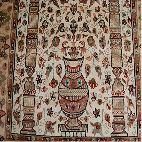 Exclusive Mehrab Floral Vaas Love Hand Knotted Area Rug Wool Silk Carpet (6 x 4)'