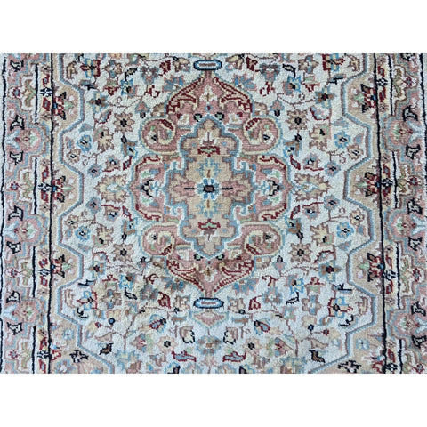 Al Ahmedani Linen Floral Medallion Rectangle Area Rug Hand Knotted Wonderful Design Wool Silk Home Decor Indoor Carpet (3.1 x 2.1)'