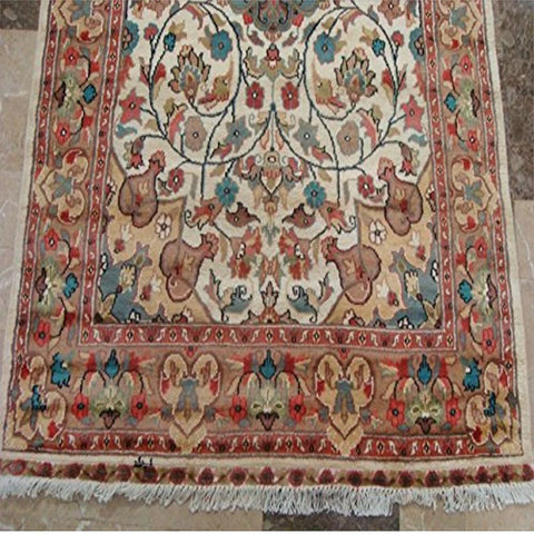 Exclusive Ivory Medallion Designed Rectangle Area Rugs Hand Knotted Wool Silk Carpet (6 x 4)'