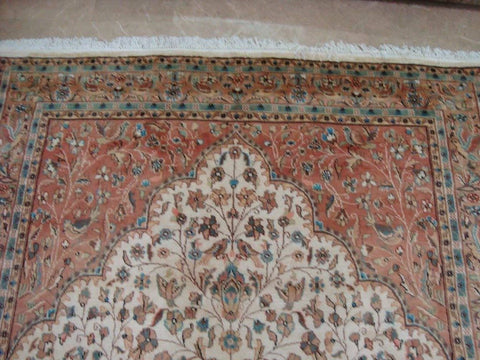 Awesome Tree of Life Birds Floral Oriental Area Rug Hand Knotted Wool Silk Carpet (9 x 6)'