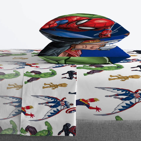 Marvel Avengers 4 Pcs Full Sheet Set for Kids- Flat & Fitted Sheet, 2 Pillowcase