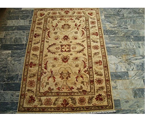 AHMEDANI Wonderful Chobi Zeiglar Mahal Rectangle Rug Wool Hand Knotted Carpet (4.11 X 3.2)'