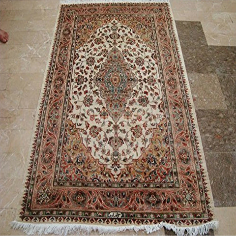 AL AHMEDANI LINEN Awesome Sarafiann Floral Medallion Area Rug Hand Knotted Wool Silk Carpet (6 x 4)'