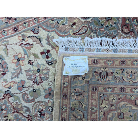 Al Ahmedani Linen Floral Medallion Hand Knotted Area Rug Rectangle Wonderful Design Home Decor Wool Silk Indoor Carpet (5.2 x 3.2)'