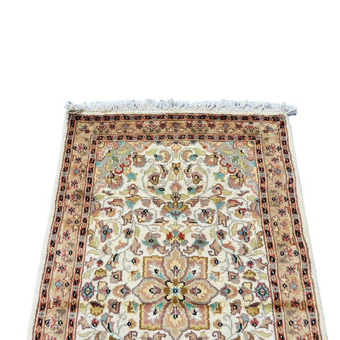 Al Ahmedani Linen Floral Medallion Rectangle Hand Knotted Wonderful Design Area Rug Home Decor Wool Silk Indoor Carpet (4.0 x 2.7)'