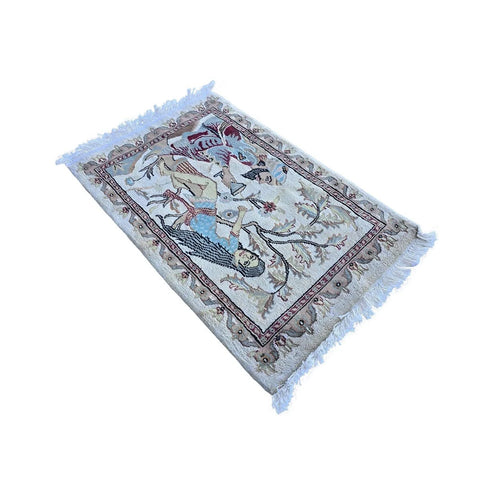 Al Ahmedani Linen Umre Khayam Wall Pictorial Rectangle Area Rug Hand Knotted Wonderful Design Wool Silk Home Decor Indoor Carpet (3.0 x 2.1)'