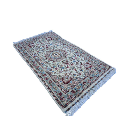 Al Ahmedani Linen Floral Medallion Hand Knotted Area Rug Wonderful Design Rectangle Home Decor Wool Silk Indoor Carpet (5.0 x 3.1)'