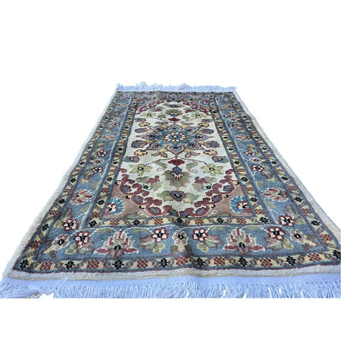Al Ahmedani Linen Floral Medallion Rectangle Area Rug Wonderful Design Wool Silk Hand Knotted Home Decor Indoor Carpet (3.2 x 1.11)'