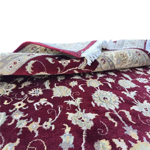 Al Ahmedani Linen Red Floral Double Knot Wool Rectangle Area Rug Wonderful Design Hand Knotted Home Decor Indoor Carpet (7.10 x 4.6)'
