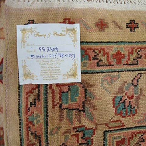 Exclusive Floral Medallion Allover Rectangle Area Rug Hand Knotted Wool Silk Carpet (6 x 4)'