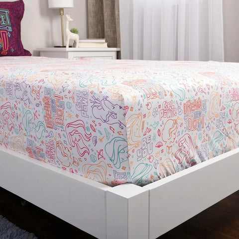 Disney Princess 3 Piece Twin Bedding Sheet Set for Kids - Flat Sheet, Fitted Sheet and Pillowcase