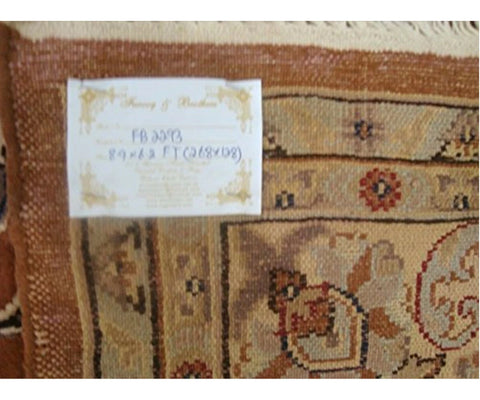 Exclusive Burnt Orange Rust Floral Hand Knotted Area Rug Wool Silk Carpet (9 x 6)'